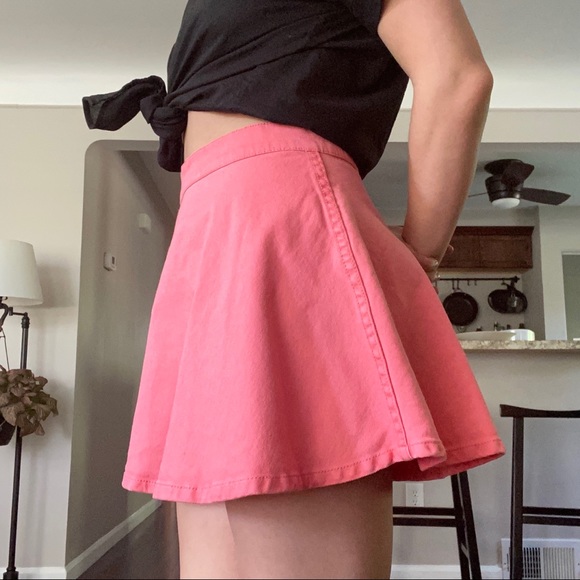 Bubblegum Pink Denim Mini Skirt - Picture 1 of 5